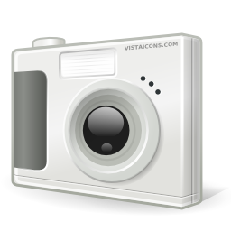 Black and white sketch digital camera icon or symbol for art 