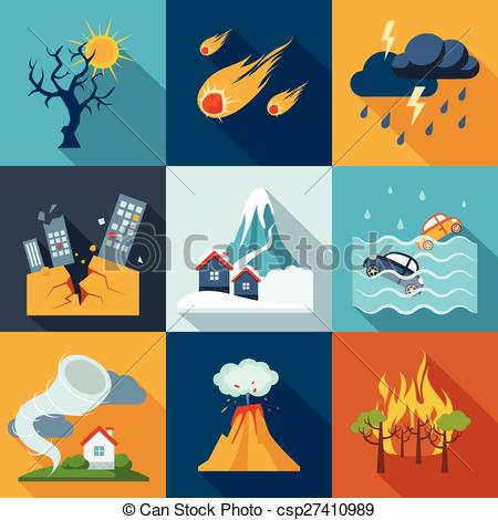 Vector Disaster icon set on white background | Stock Vector 