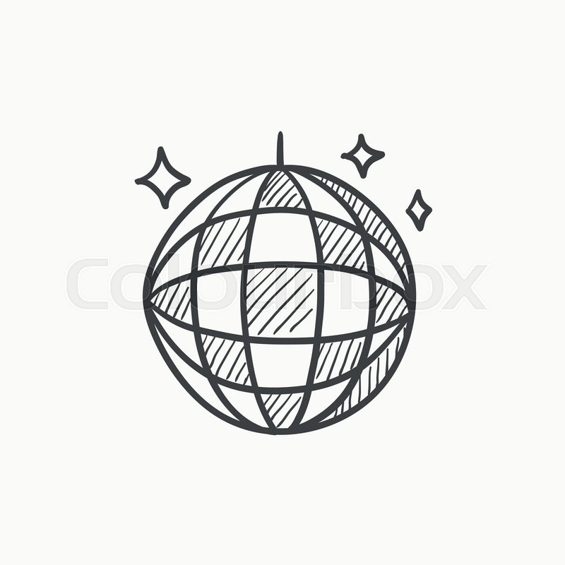 Disco ball vector sketch icon isolated on background. Hand drawn 