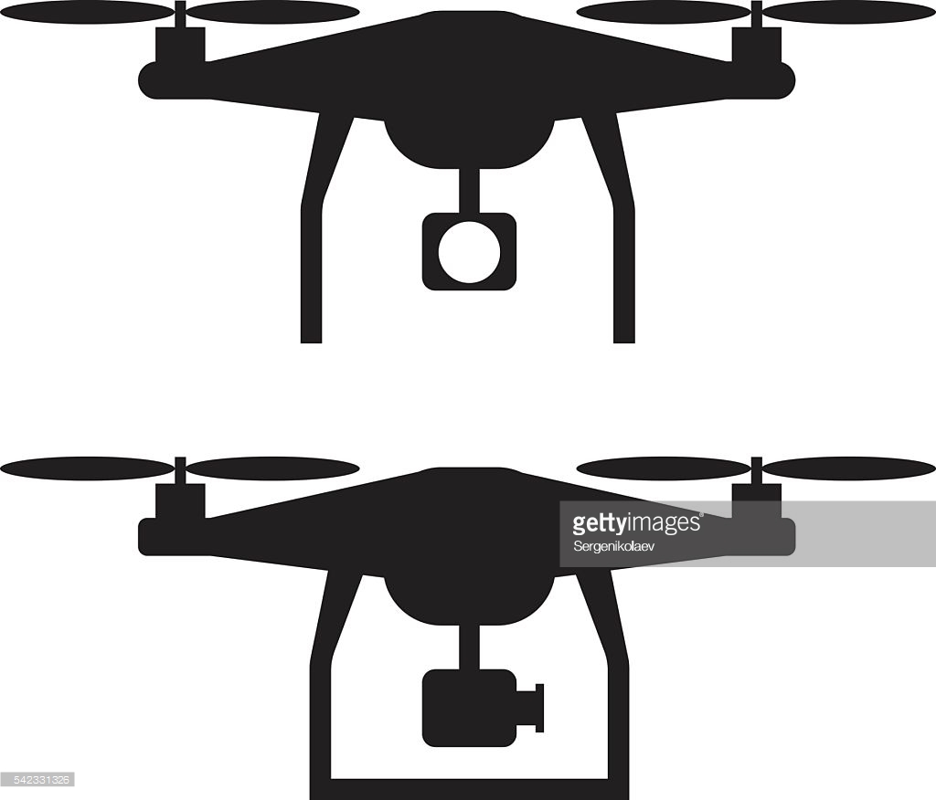 Drone with camera simple icon on white background. Vector 