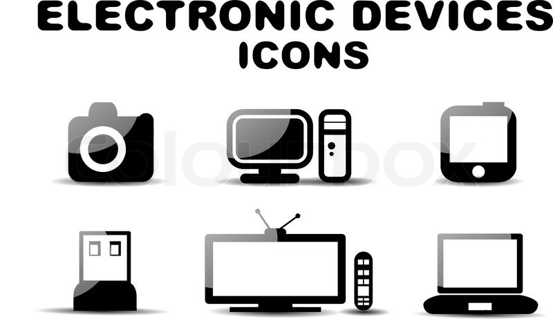 Vector Black Electronic Devices Icons Set Stock Vector 115095334 