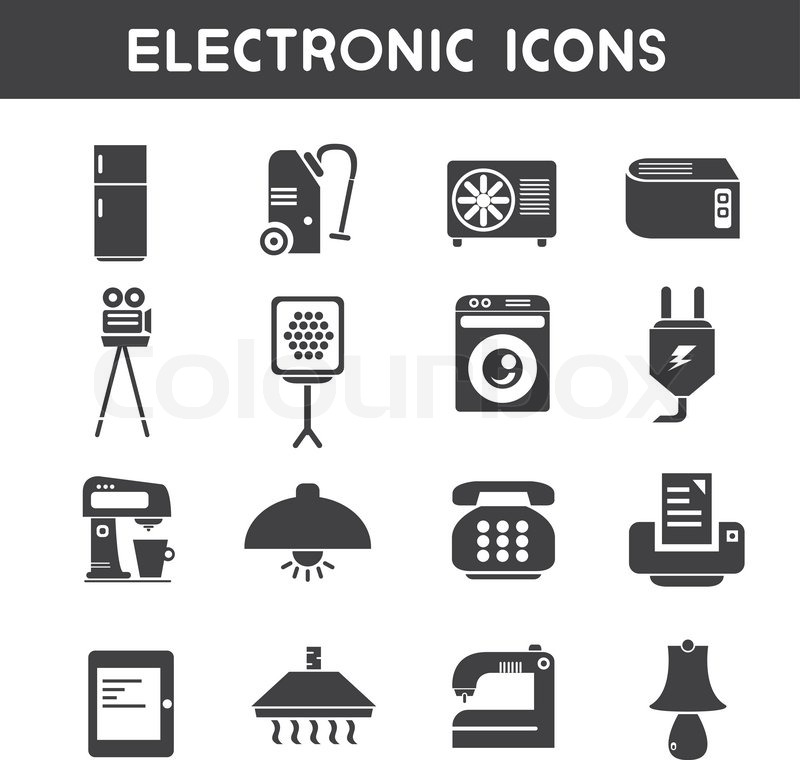 Electronic Devices Icons with White Background - stock vector 