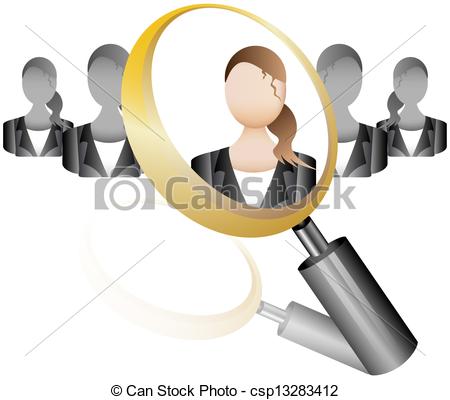 Search employee icon for recruitment agency magnifier with 