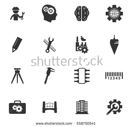 Engineering Vector Icons Set On Gray Stock Vector - Illustration 