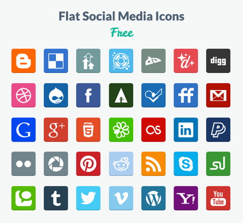 Set of flat social media icons Vector | Free Download