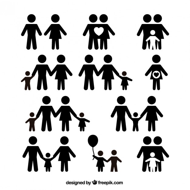 Family Icon Vector Flat Color People Sign in Glyph Pictogram 