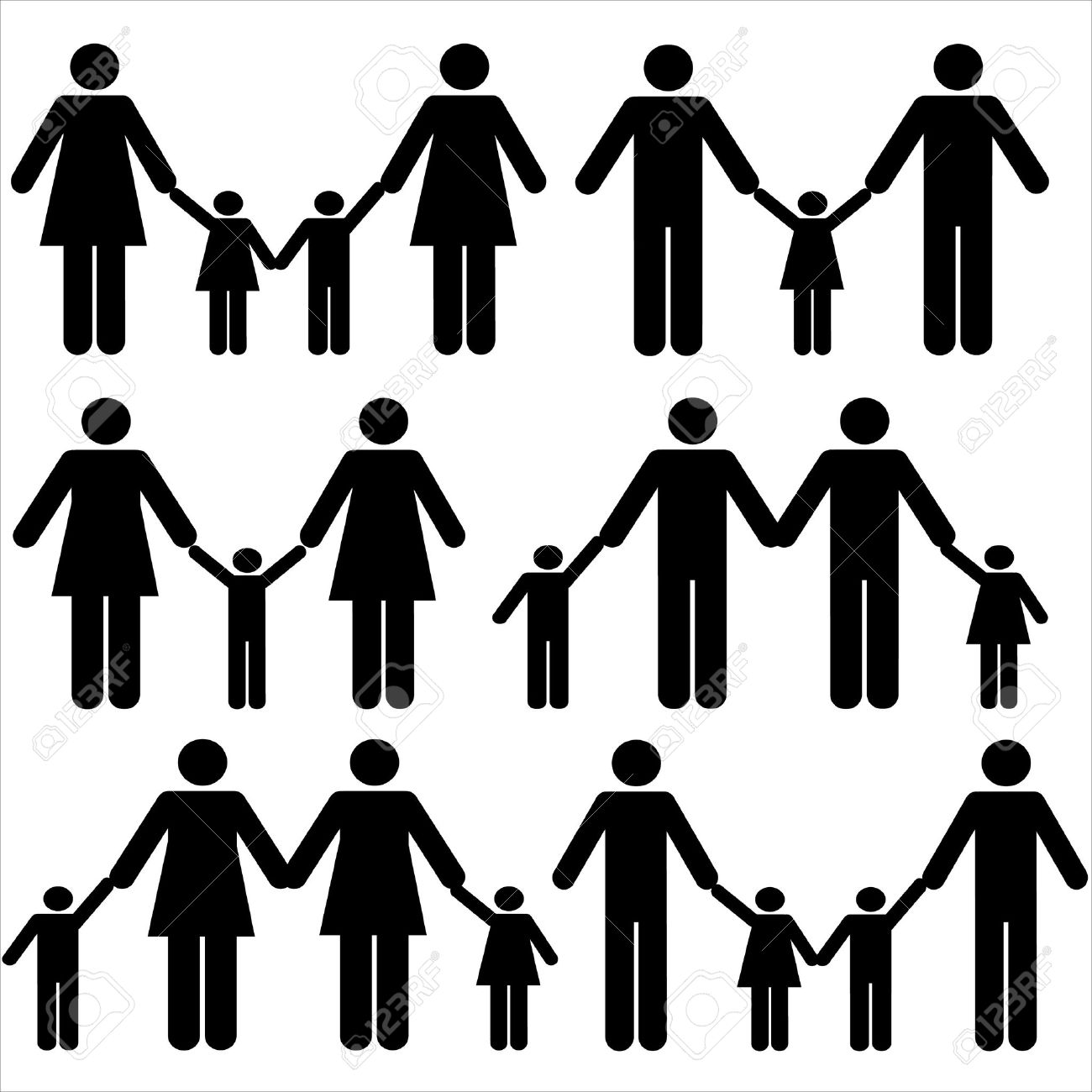 Gay family icons. Gay and lesbian family icons vectors 