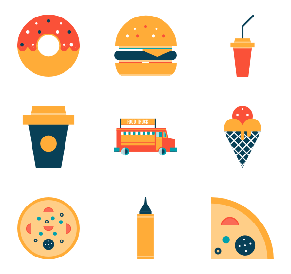 Fast Food Icons Black Edition Stock Vector Art  More Images of 