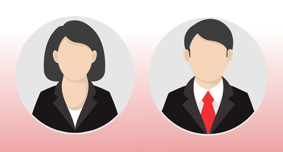 Illustration of male and female icons on isolated background 