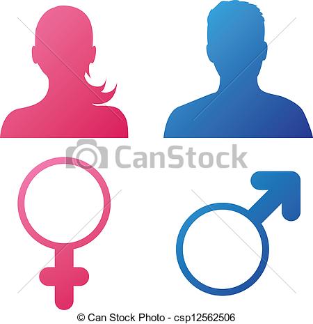 Gender Inequality And Equality Icon Symbol. Male Female Girl Boy 