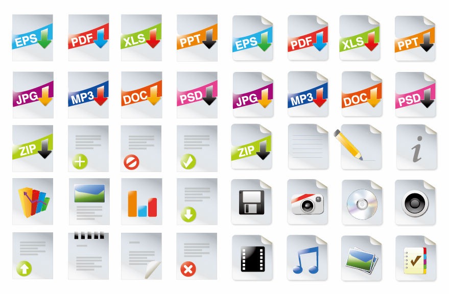 Colorful Set File Type Icons File Stock Vector 1048778321 