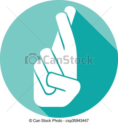 Fingers Crossed Icon, Flat Style Stock Vector - Illustration of 
