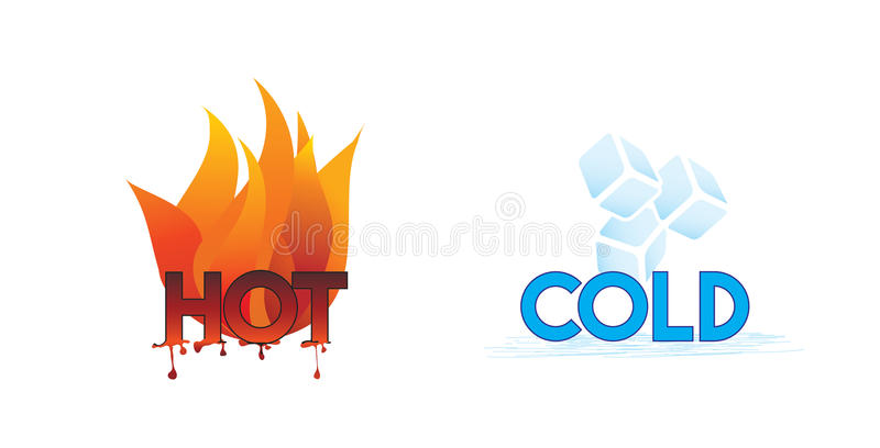 Hot and Cold or Fire and Ice icons - climate symbol icon  Stock 