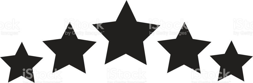 Five Golden Stars. Star Icons On White Background. Stock Vector 