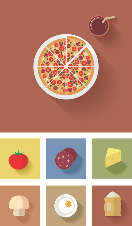 Vector illustration of flat fast food icon. Icon of pizza slice 