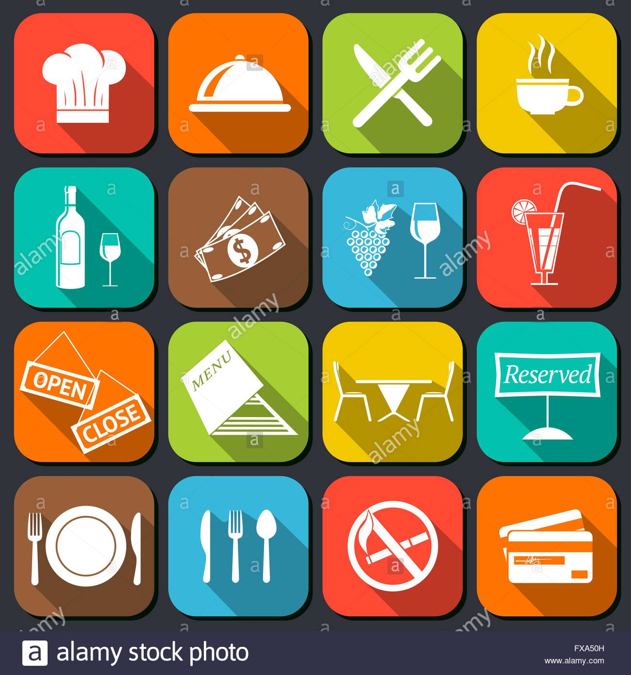 Flat Food Icons Collection Vector | Free Download