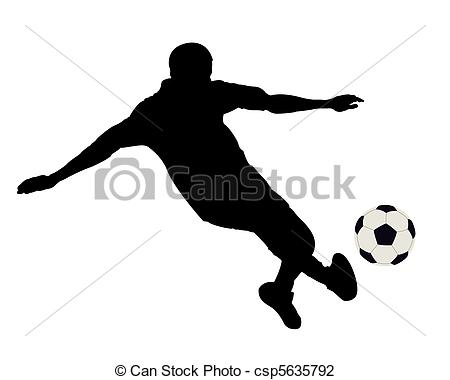 Woman footballer. Eps8 editable vector silhouette of a woman 