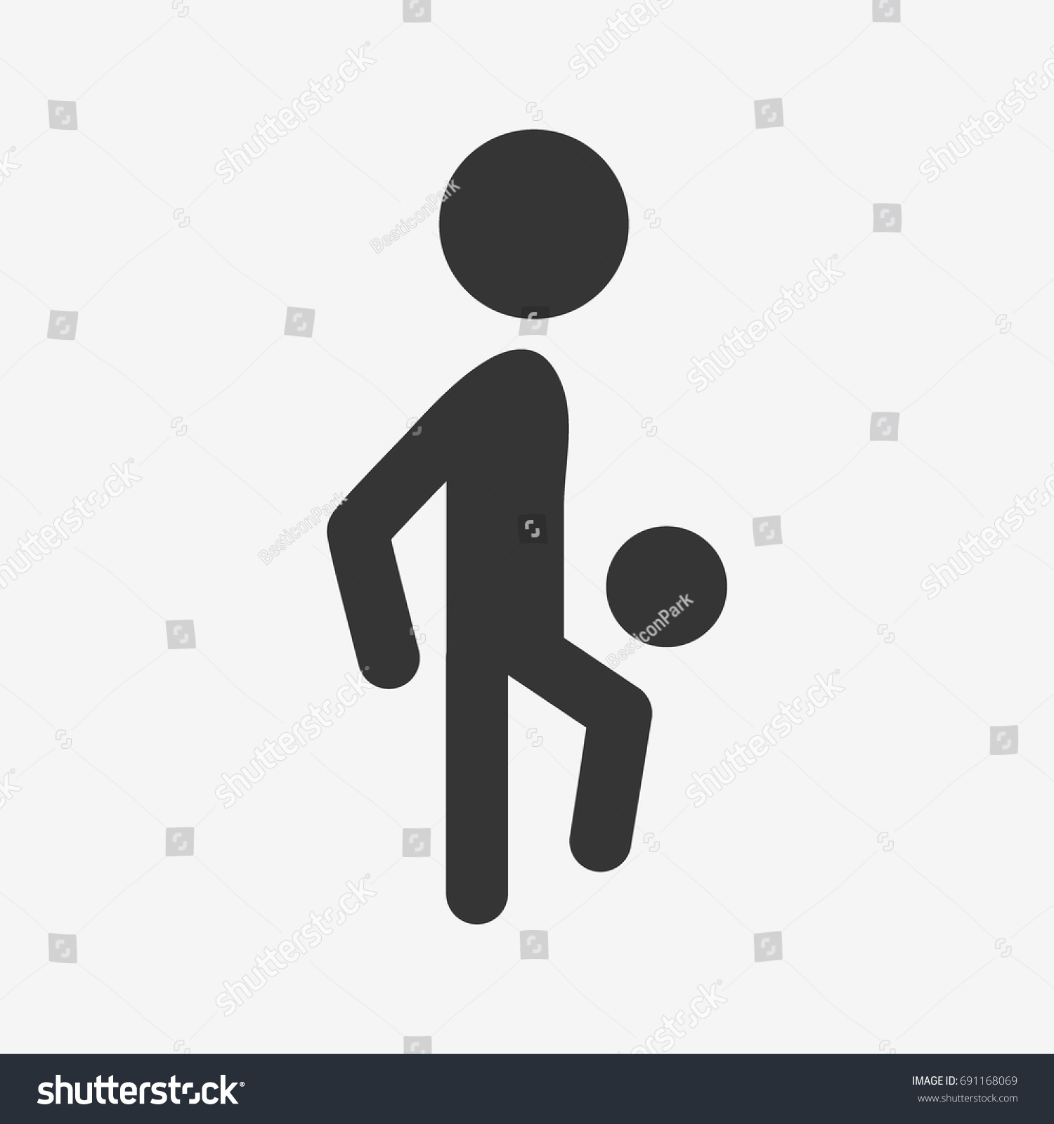 Set of Silhouettes of Soccer Players in various Poses with the 
