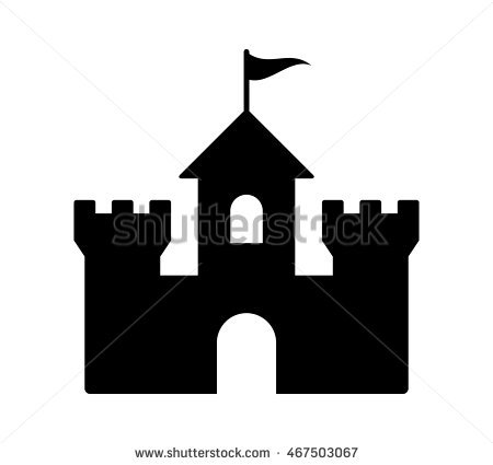 Flat black fort icon stock vector. Illustration of vacation 