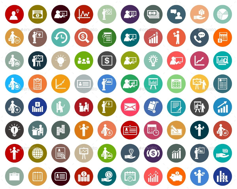 Colored business icons Vector | Free Download