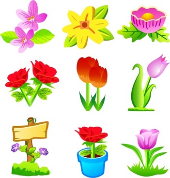 Colorful flower icons Vector | Free Download