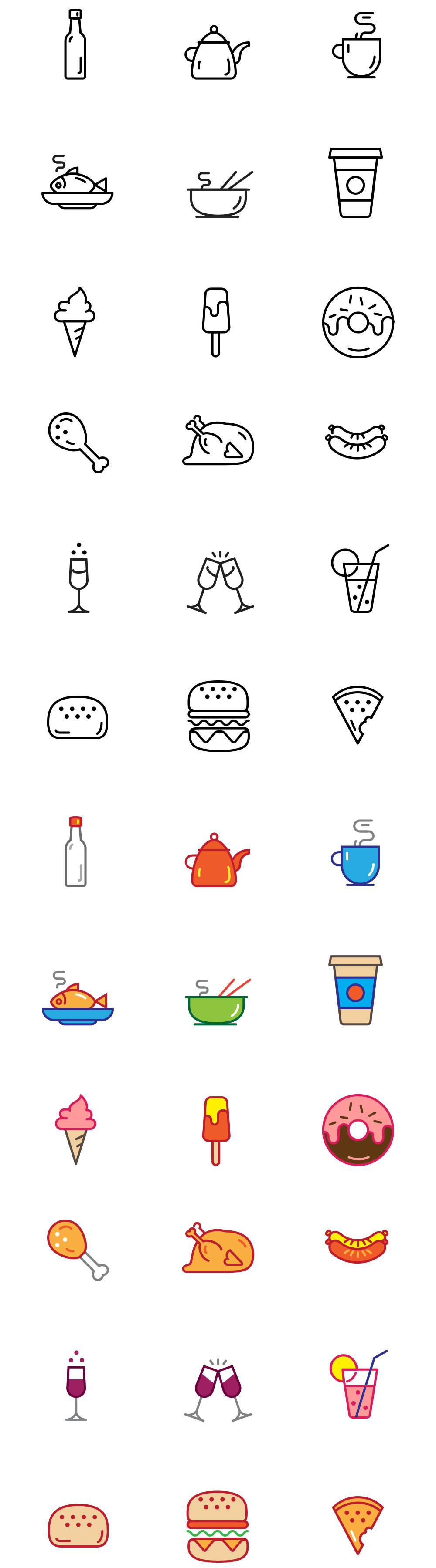 Set of food icons Royalty Free Vector Clip Art Image #80828 