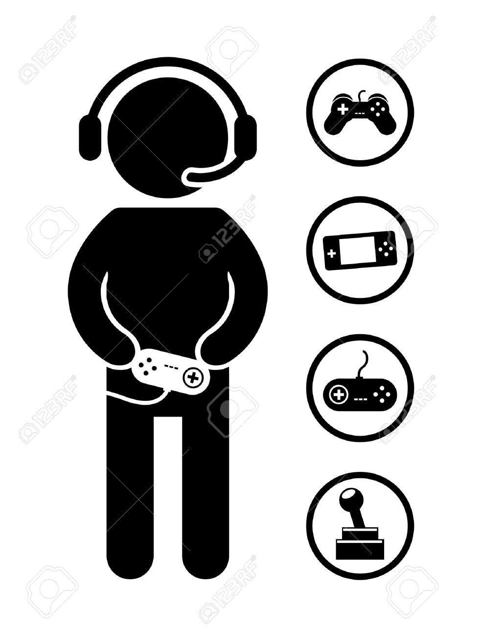 Vector Black Video Game Icons Set Stock Vector - Illustration of 