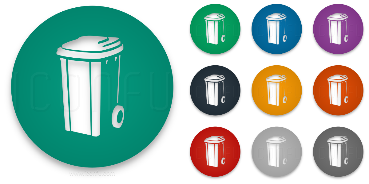 Recycling Garbage Can Icon On Flat Color Circle Buttons Vector Art 