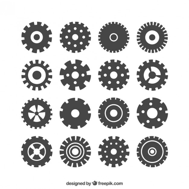 Flat design circle arrow and gear icon vector illustration clipart 