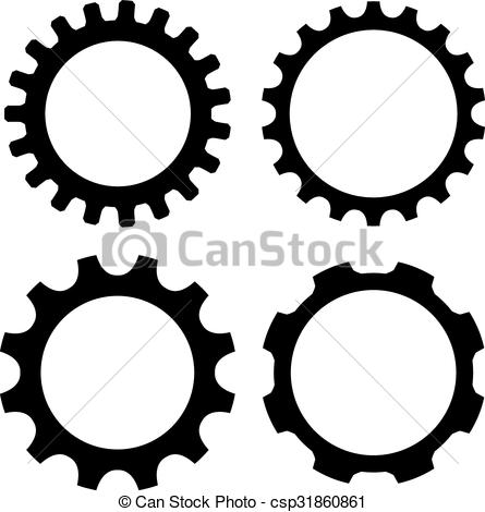 Gear wheel icons isolated on white background clip art vector 
