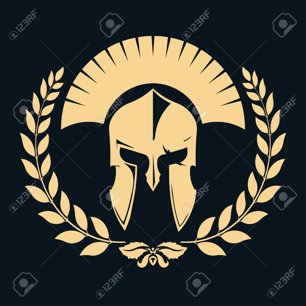 Knight Silhouette With Laurel Wreath, Spartan Warrior, Gladiator 