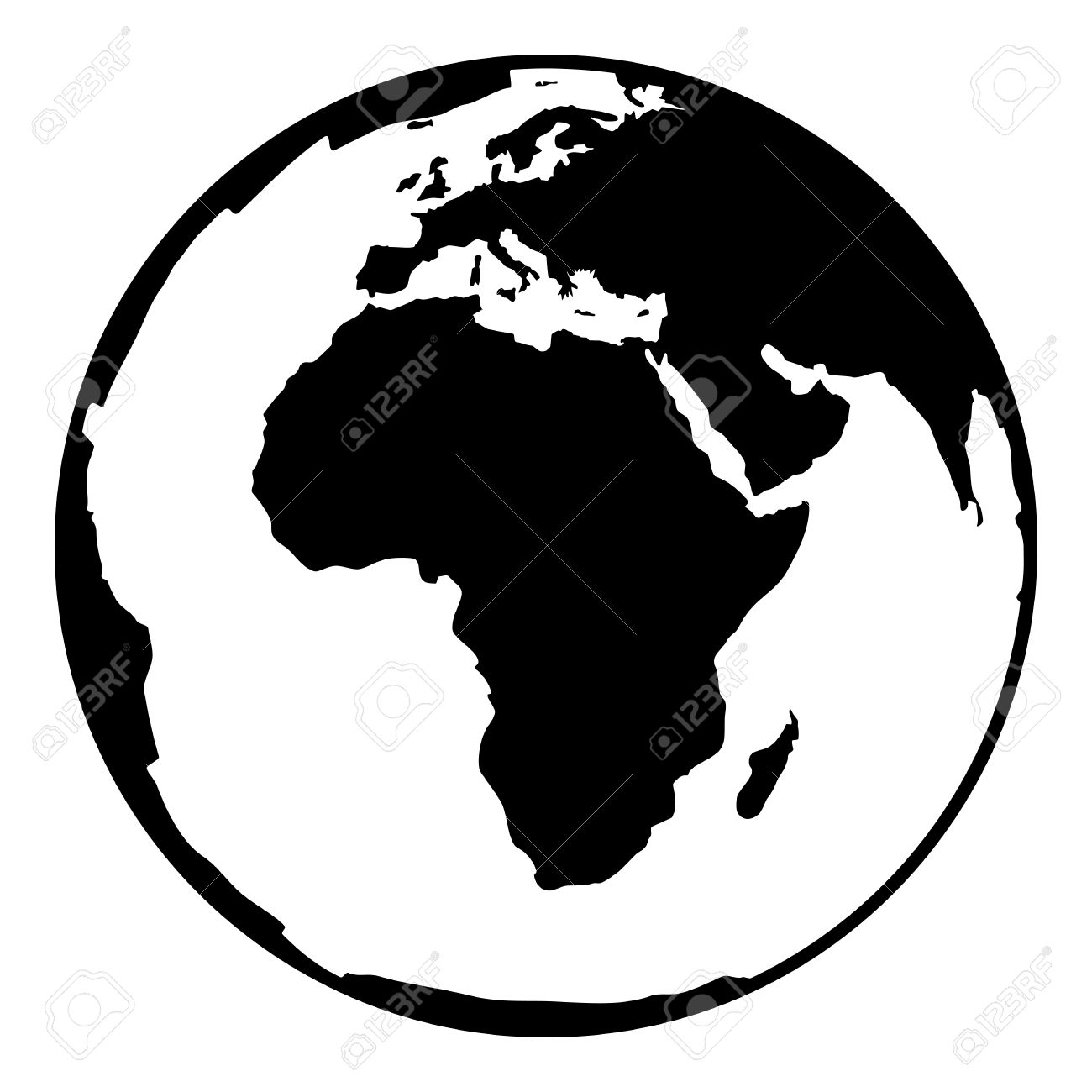 Globe Vector Icon. Two-tone Version On Black And White Background 