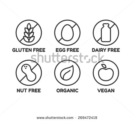 Vector set of six gluten free symbols with banned wheat eps 