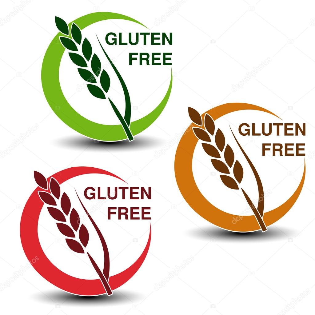 4 black symbols gluten free, sugar free lactose free vegan Stock 