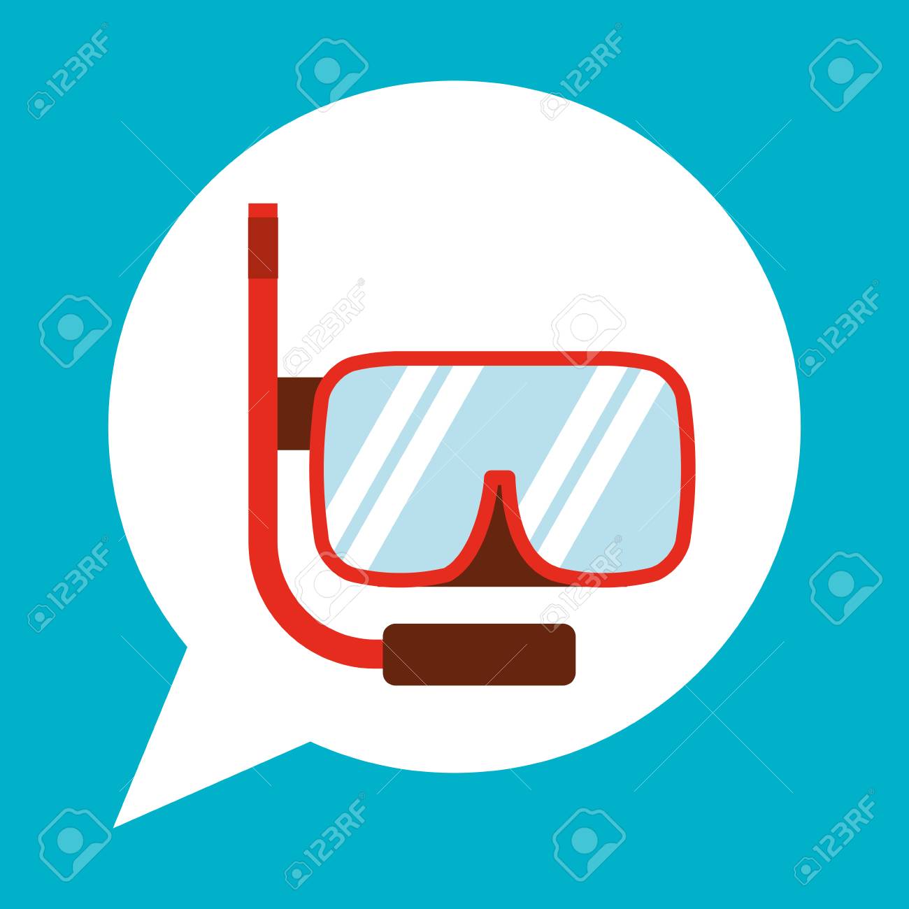 Flat icon with Classic old school snowboard ski goggles. Vector 