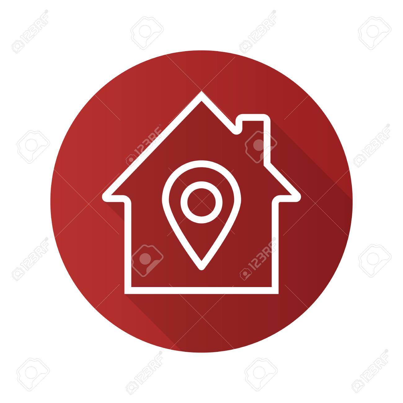 Pinpoint icon. Drop shadow geolocation mark silhouette symbol 