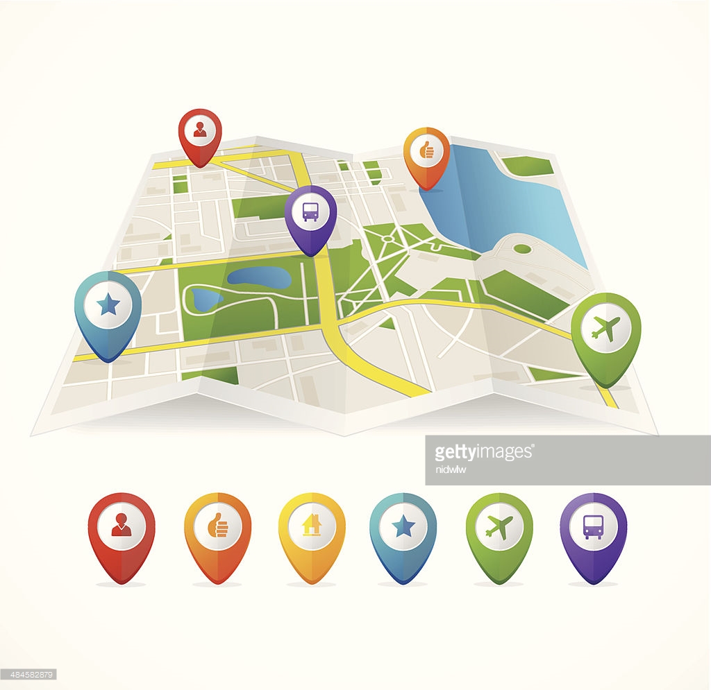Vector city map with GPS Icons illustration | Stock Vector | Colourbox