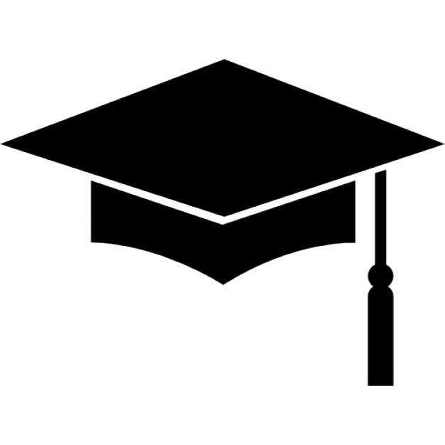 Black graduation cap tool of university student for head Icons 