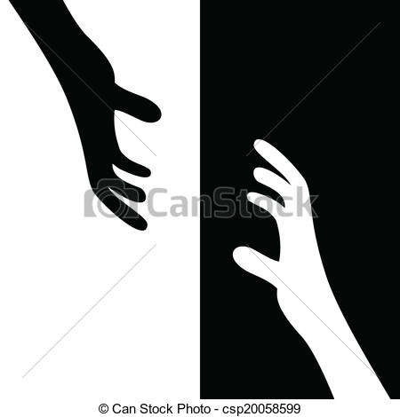 Grabbing the hands. Illustration of two hands reaching out eps 