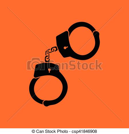 Police handcuff icon. White background with shadow design. Vector 