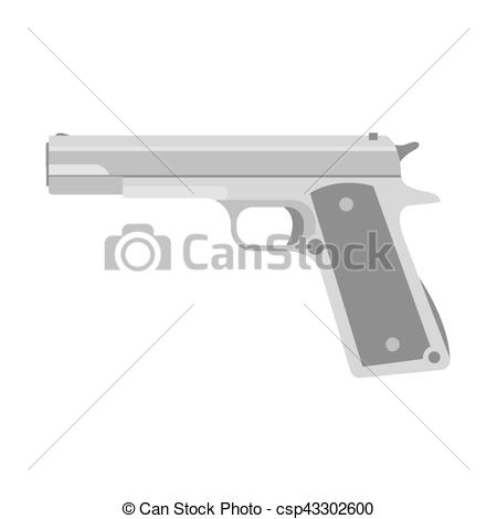 Handgun vector sketch icon isolated on background. Hand drawn 