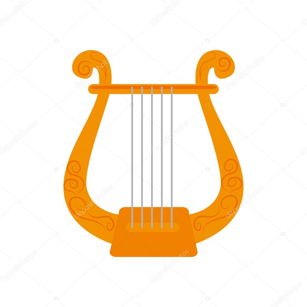 Golden harp and clover icon, icon cartoon. Golden harp and 
