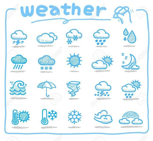 Simple Line Weather Icon Set. Vector Illustration. Meteorology S 