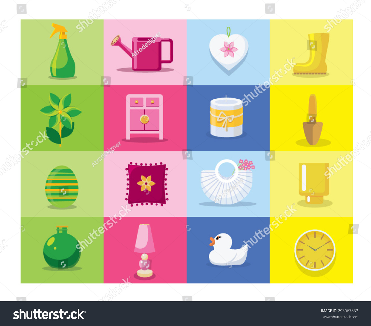 Home And Gardening Icon Set Household Flat Icons Stock Vector Art 