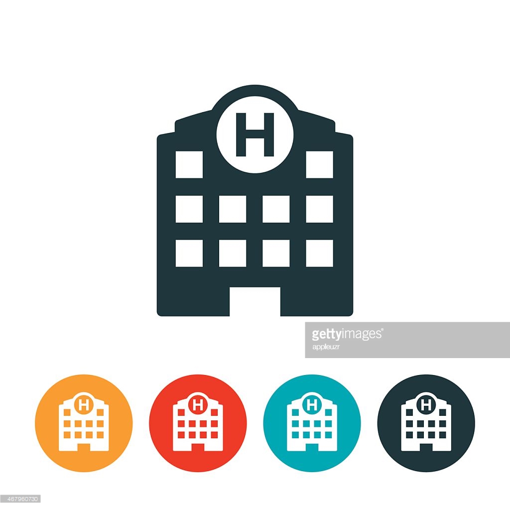 Vector Icon Of Hospital Building Front Silhouette Royalty Free 