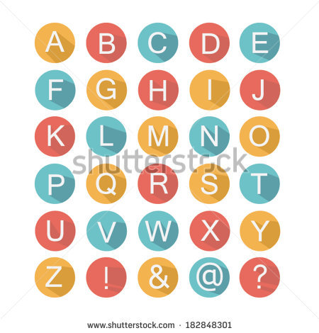Flat Alphabet Icons Vector, Flat Icons, Typographic, ABC Character 