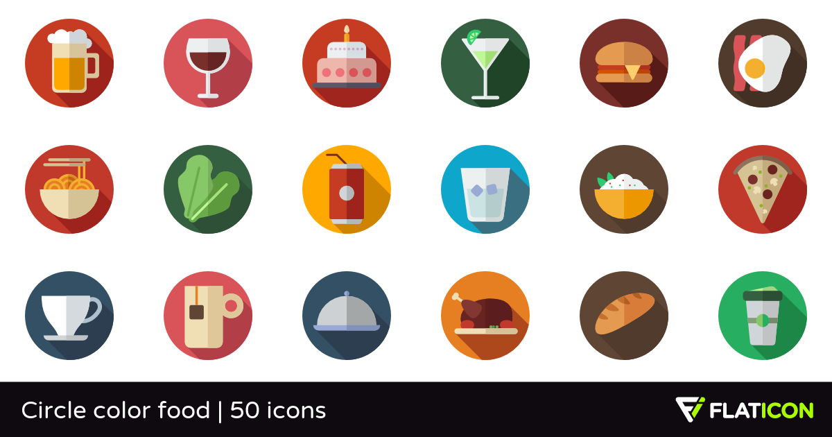 Circle color food 50 free icons (SVG, EPS, PSD, PNG files)