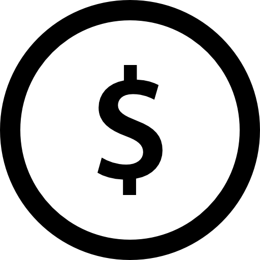 Calligraphic dollar sign on circle - Free commerce icons