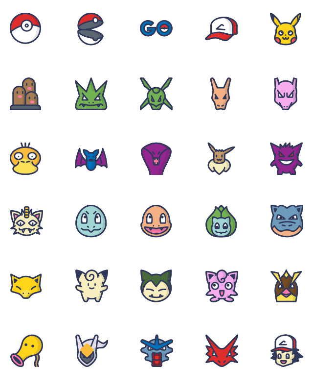 Colorful Pokemon Go Icons Sketch freebie - Download free resource 