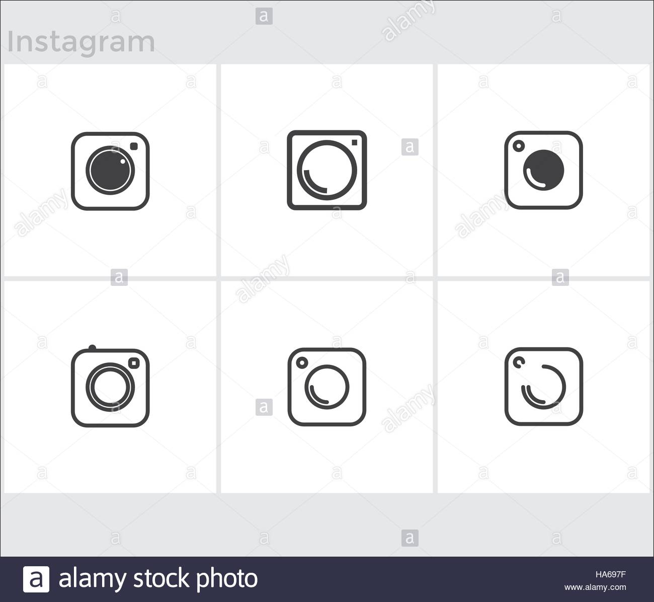 Set of instagram icon black color isolated on white background 